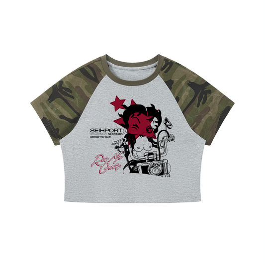 Gold Cup Girls Motorcycle Club Cropped Tee