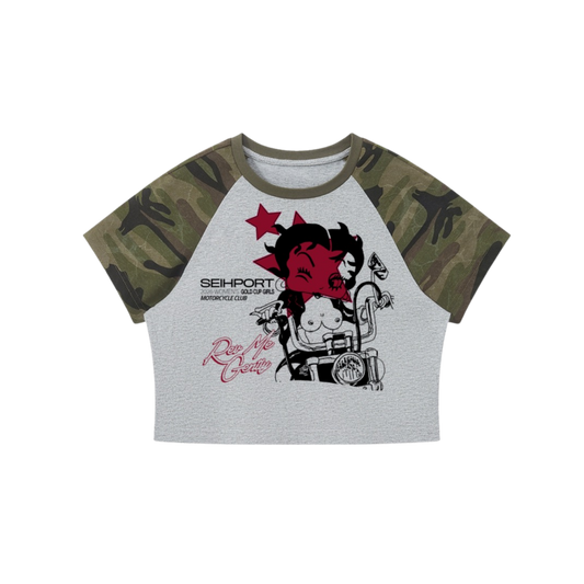 Gold Cup Girls Motorcycle Club Cropped Tee